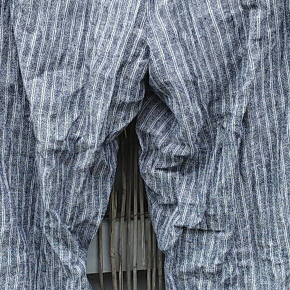 Ellen Tracy Linen Rayon Loose Flowing Striped Pants Elastic Waistband Ties - L - Picture 11 of 14
